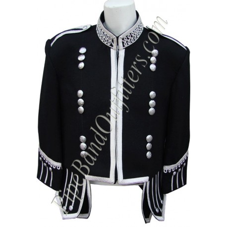 Pipe Band Black Military Uniform Doublet Jacket
