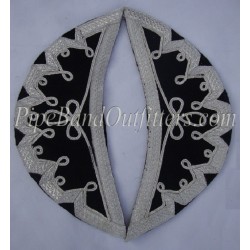 Premium Black Highland Doublet Shoulder Shell Wings with Silver Lace