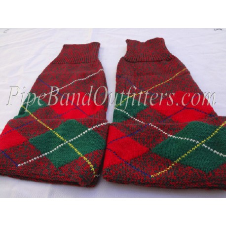 Green Red Pipers Drummers Hose Tops - Half Hoses
