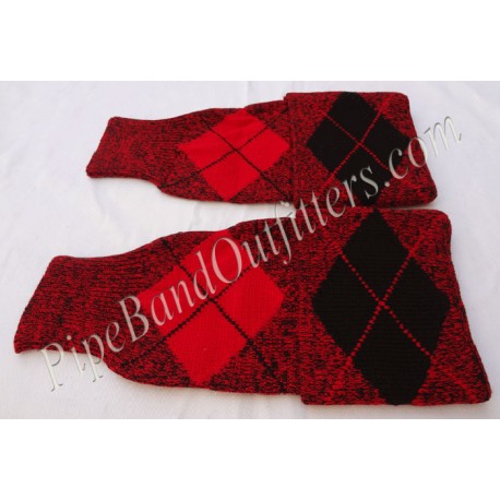 Black Red Pipe Major Hose Tops - Half Hoses