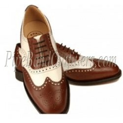 Brown and White Leather Ghillie Brogue Shoes