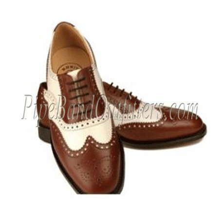 Brown and White Leather Ghillie Brogue Shoes