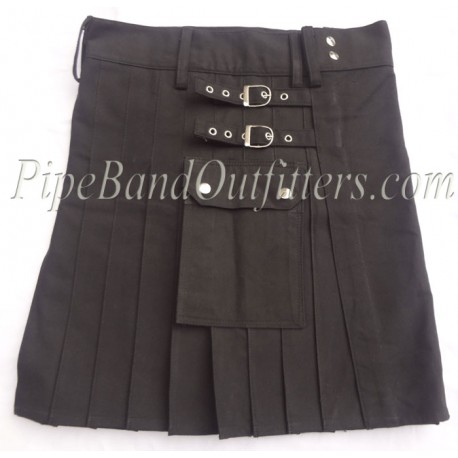 Short Cotton Kilt in Black