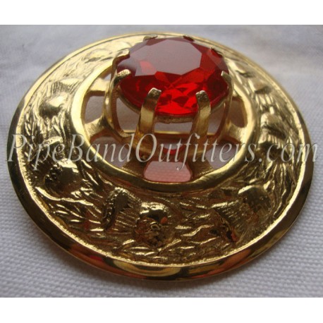 Piper Drummer Plaid Brooch in Gold