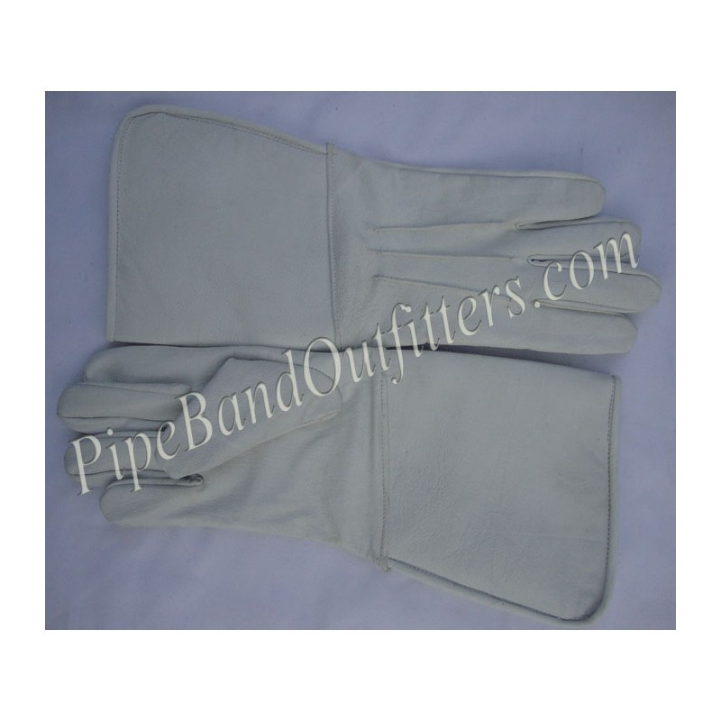 Drum Major Gauntlets White Leather Gloves