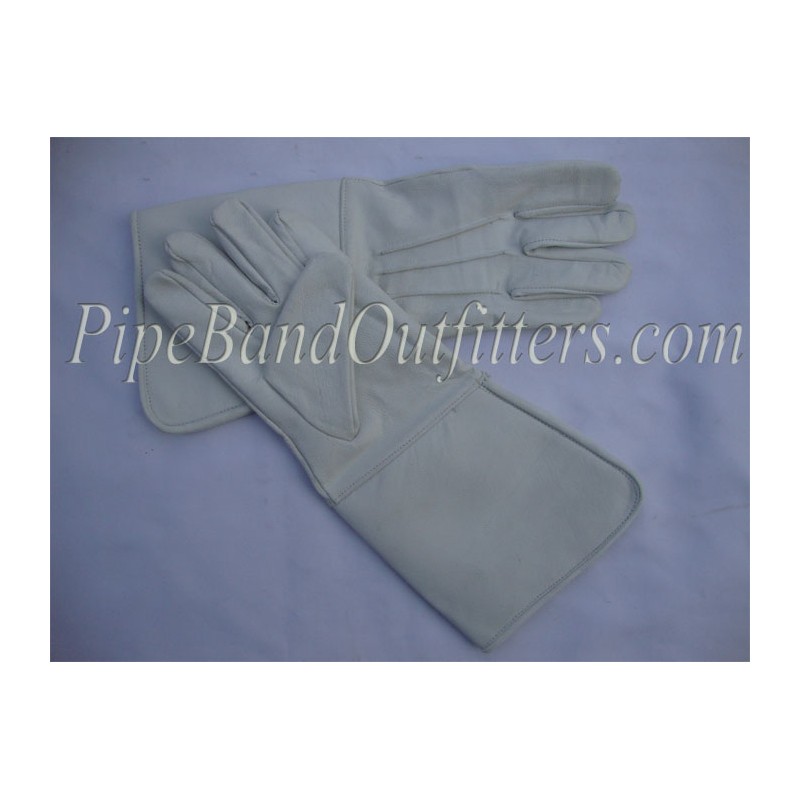 Drum Major Gauntlets White Leather Gloves
