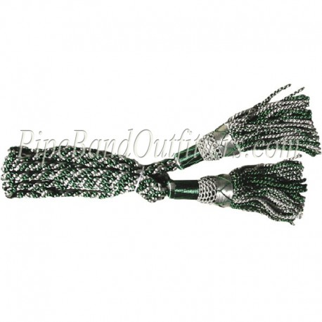 Green and Silver Bagpipe Silk Cord