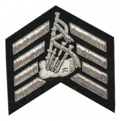 Hand Embroidered Bagpipe Major Rank Badge