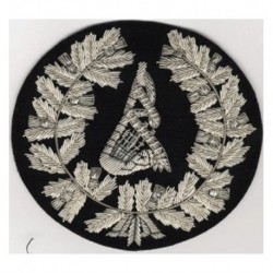 Hand Embroidered Pipe Major Bagpipe Badge