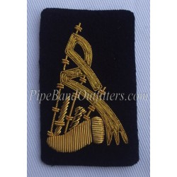 Premium Bullion Hand Embroidered Bagpipe Badge