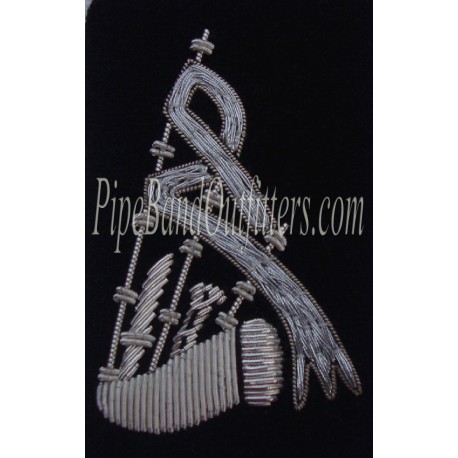 Hand Embroidered Pipe Major Bagpipe Badge