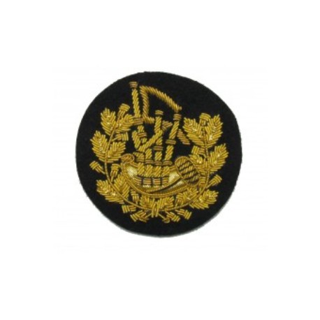 Hand Embroidered Pipe Major Bagpipe Badge