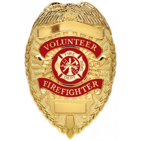 Custom Brass Volunteer Firefighter Badge