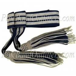 British Army Senior Officers Ceremonial Waist Sash - Silver & Navy Blue