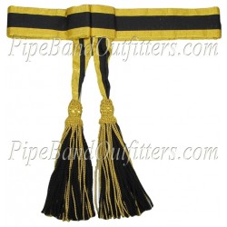 Ceremonial Officer Waist Sash - Gold Lace & Black Striped