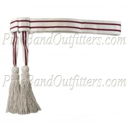 British Army Senior Officers Ceremonial Waist Sash - Off-White & Crimson Stripes