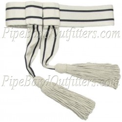 British Army Senior Officers Ceremonial Waist Sash - Off-White & Black Stripes