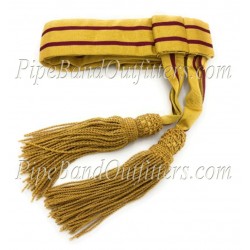 British Army Senior Officers Ceremonial Waist Sash - Gold & Crimson Stripes