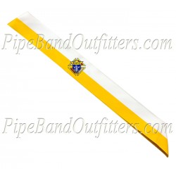 Knights of Columbus (K of C) Ceremonial Sash - White with Gold/Yellow Border Trim