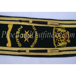 Custom Hand-Embroidered Bullion Wire Black Baldric Sash
