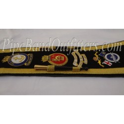 Custom Hand-Embroidered Bullion Wire Premium Quality Black Baldric Sash