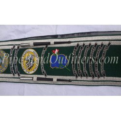 Custom Hand-Embroidered Bullion Wire Premium Quality Green Baldric Sash
