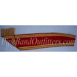 Pipe Band Ceremonial Plain Baldric Sash - Red with Gold Braid Trim