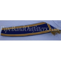 Pipe Band Ceremonial Plain Baldric Sash - Blue with Gold Braid Trim