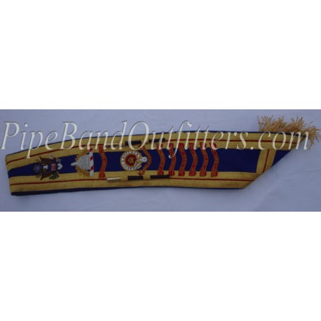 Custom Black & Silver Bullion Embroidered Drum Major Baldric Sash with Honors Scrolls