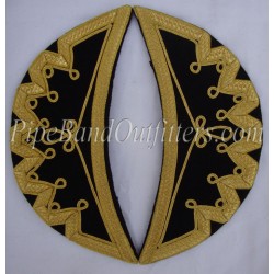 Premium Black Highland Doublet Shoulder Shell Wings with Gold Lace