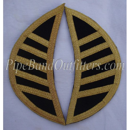 Premium Black Highland Doublet Shoulder Shell Wings with Gold Lace
