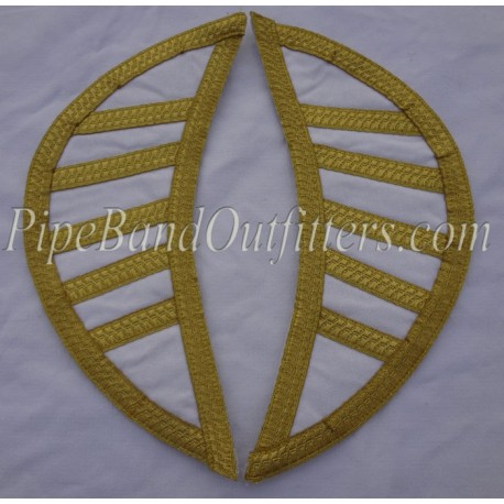 White Highland Doublet Shoulder Shell Wings with Gold Stripe Lace