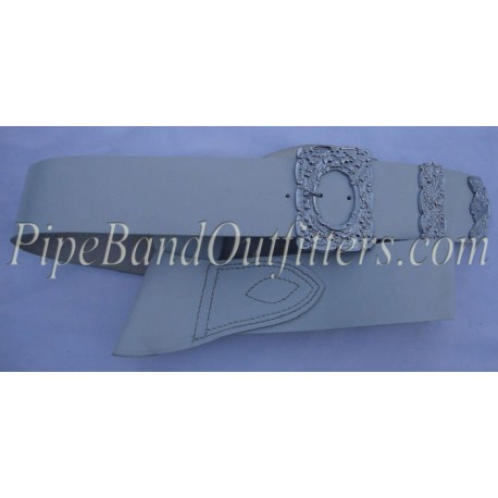 White Leather Piper Cross Belt